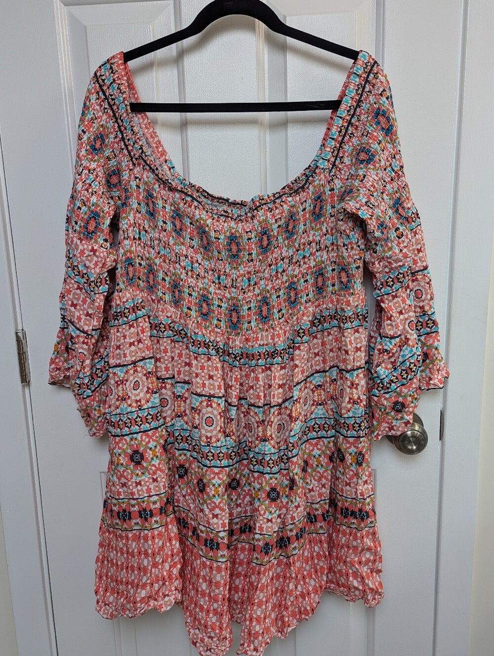 Torrid Coral Multicolor Floral Mosaic Tunic - Size 3